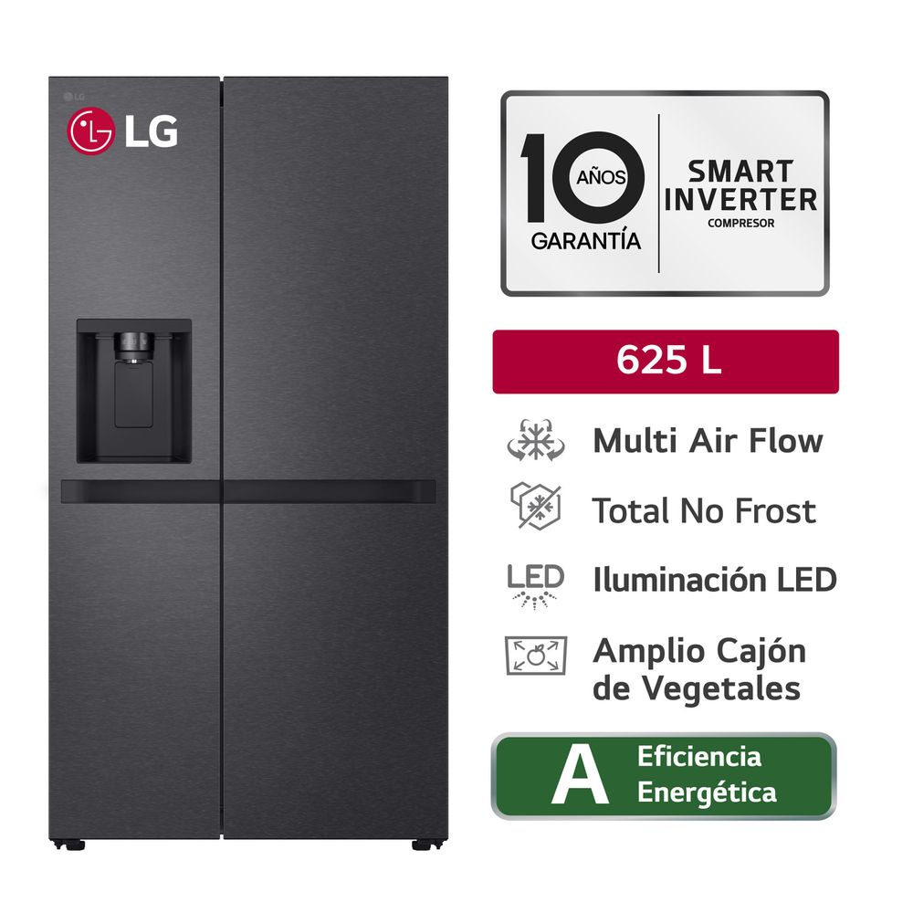 Refrigeradora LG 625L Side by Side GS66SPM Negro