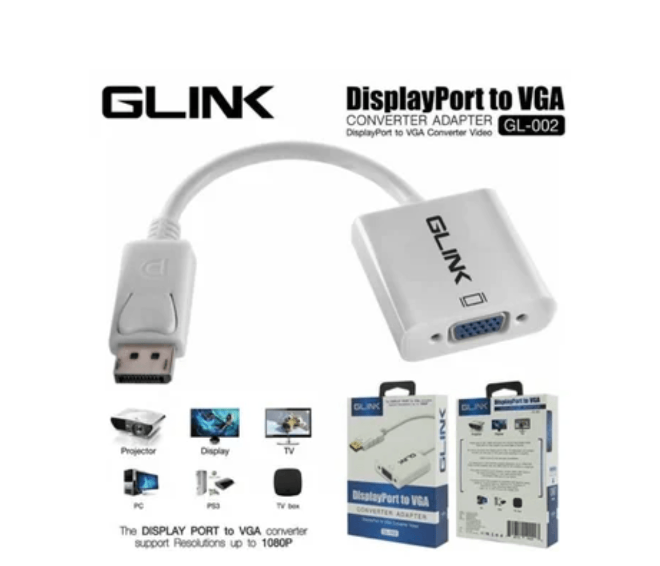 Adaptador Convertidor Display Port A Vga Dp A Vga Glink 1080