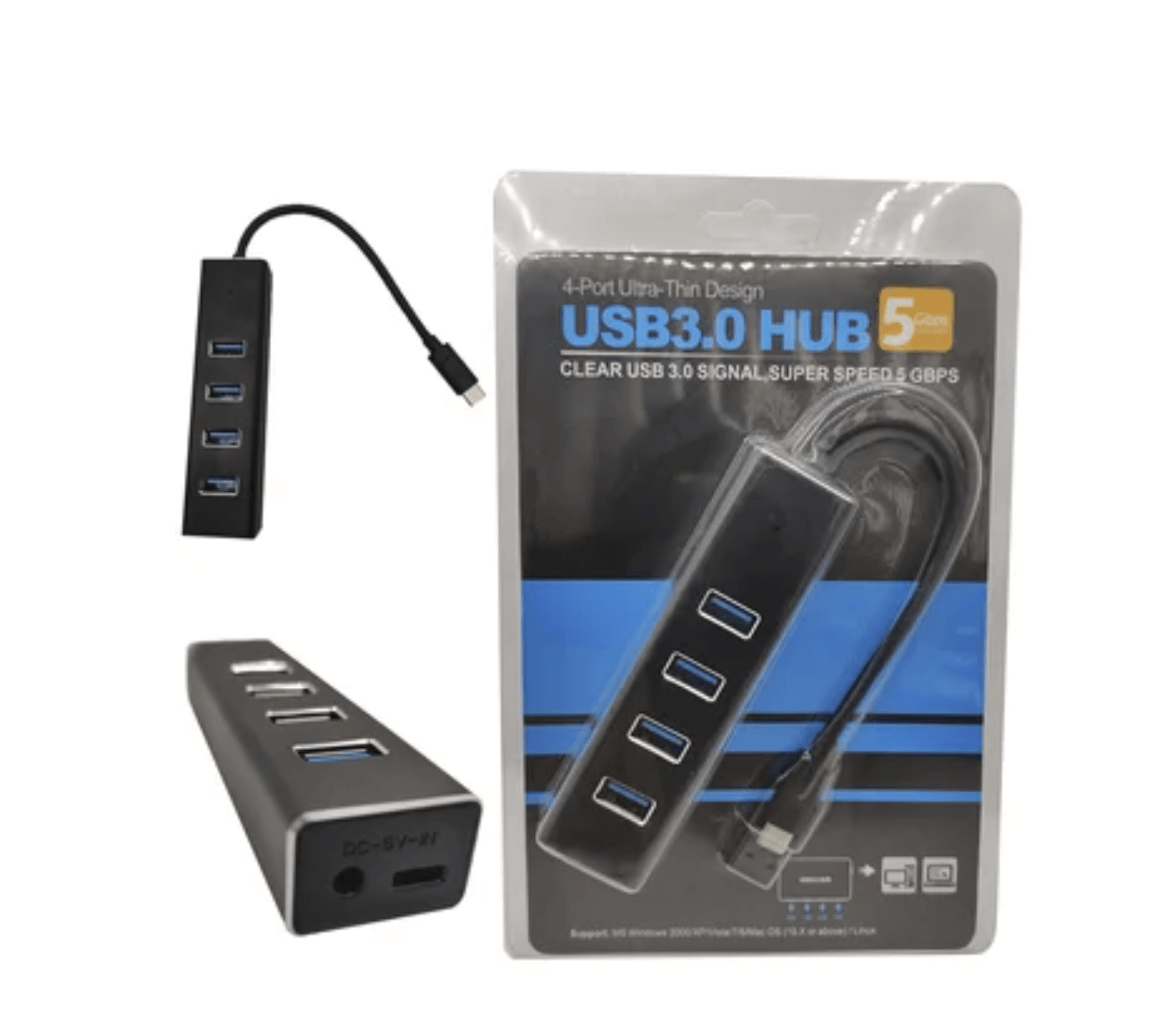 Hub 4 Puertos Usb 3.0 Tipo C 5gbps Indicador Led Super Speed delgado