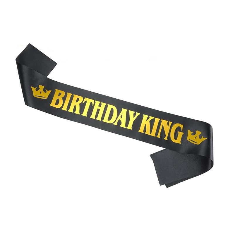 Banda cumpleaños para hombre Birthday King negro con dorado