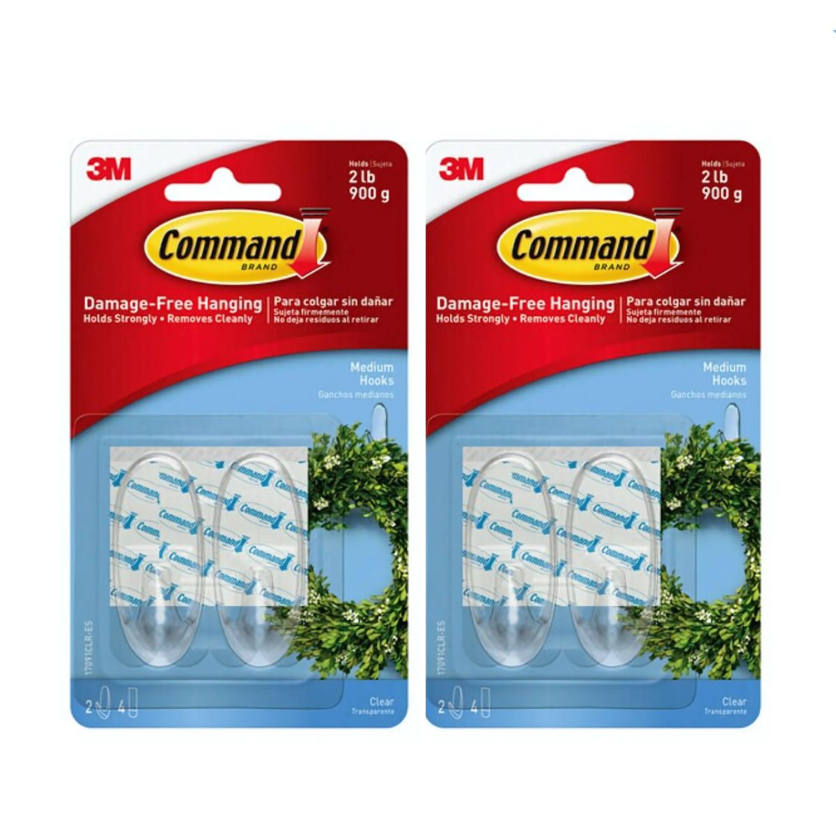 Pack x2 Gancho Command Clear Mediano 17091 x2