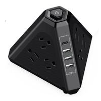 Supresor de picos Teraware tipo Pirámide, 1500 W, 9 tomas, 2 metros, negro