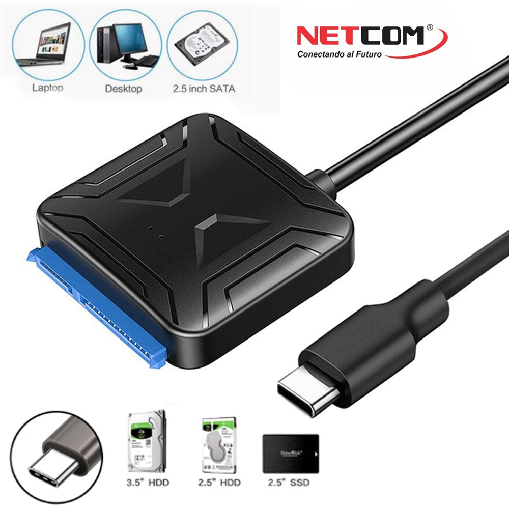 Adaptador Usb 3.1 tipo C a Sata III Disco Duro 2.5"" SSD HDD NETCOM