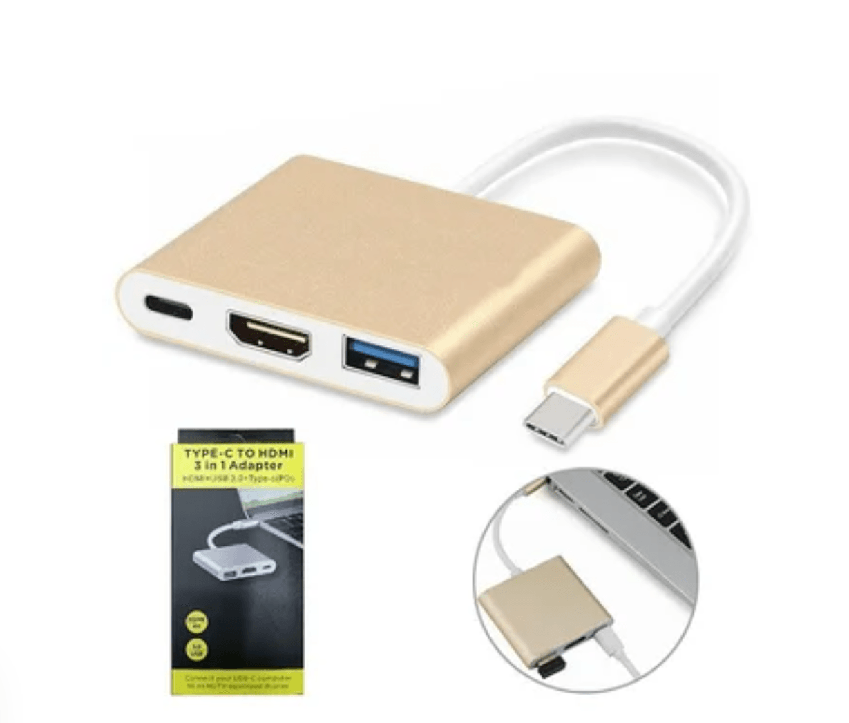 Convertidor Tipo C A Hmdi 4k Usb 3.0 tipo C 3 En 1 Multiport