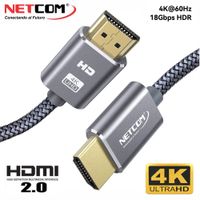 Cable HDMI 2.0 10 Metros NETCOM Ultra HD 3D 4K 60hz 2160P Enmallado