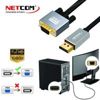 Cable Displayport a VGA Netcom Macho 1.8 Metros 4k DP a VGA 1080p