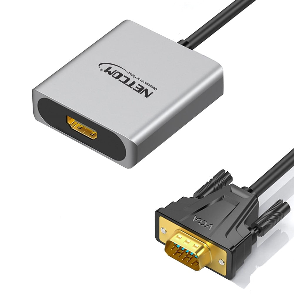 Convertidor VGA macho a HDMI hembra Netcom full HD audio y video 1080P