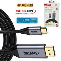 Cable Usb 3.1 C Tipo C a Displayport Netcom Pvc Macho 1.8 Metros 4k