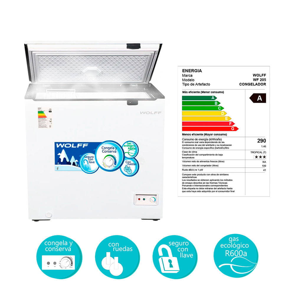 CONGELADORA WOLFF DE 205L WF205