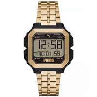 Reloj Puma Remix P5052 Digital Luz de Fondo Correa de Acero Inoxidable Dorado