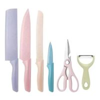 Set de Cuchillos 6 piezas de Acero Inoxidable - Colores Pastel
