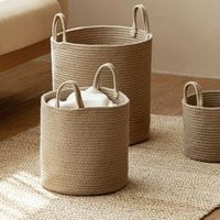 Cesto HandKraft de Almacenamiento de Yute y Algodón para Ropa Juguetes y Accesorios - Duradero y con