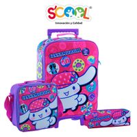Pack Mochila Con Ruedas + Lonchera + Cartuchera  Cinamoroll Grande 3D