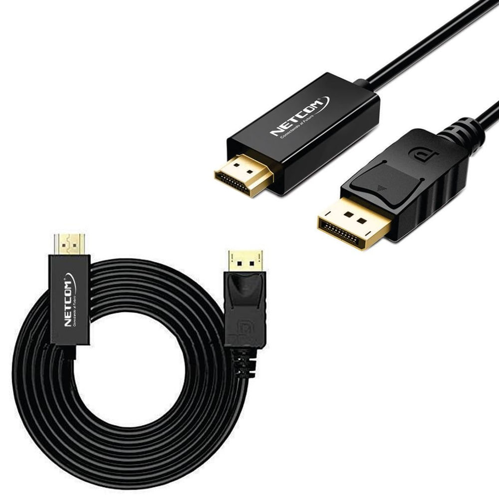 Cable Displayport a HDMI Netcom Pvc Macho 5 Metros 4k DP a HDMI 60hz