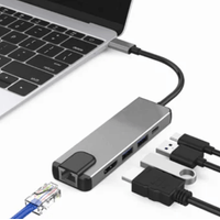 Adaptador Tipo C A Hmdi 4k Usb 3.0 Lan 5 En 1 Multipuerto rj45