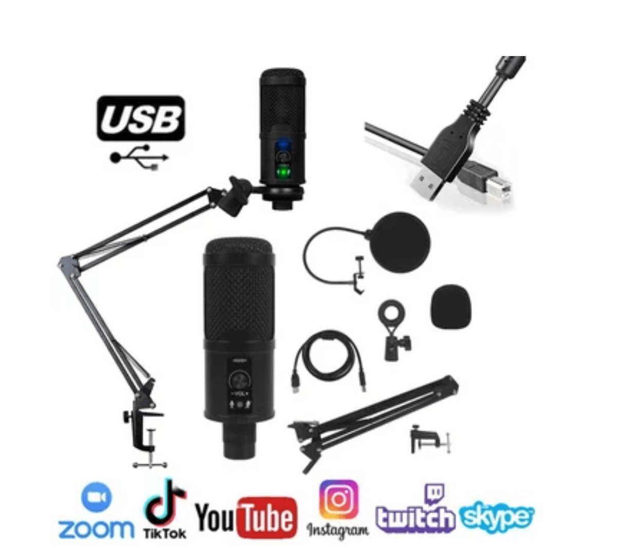 kit Microfono Condensador profesional BM65 USB estudio de grabación PC