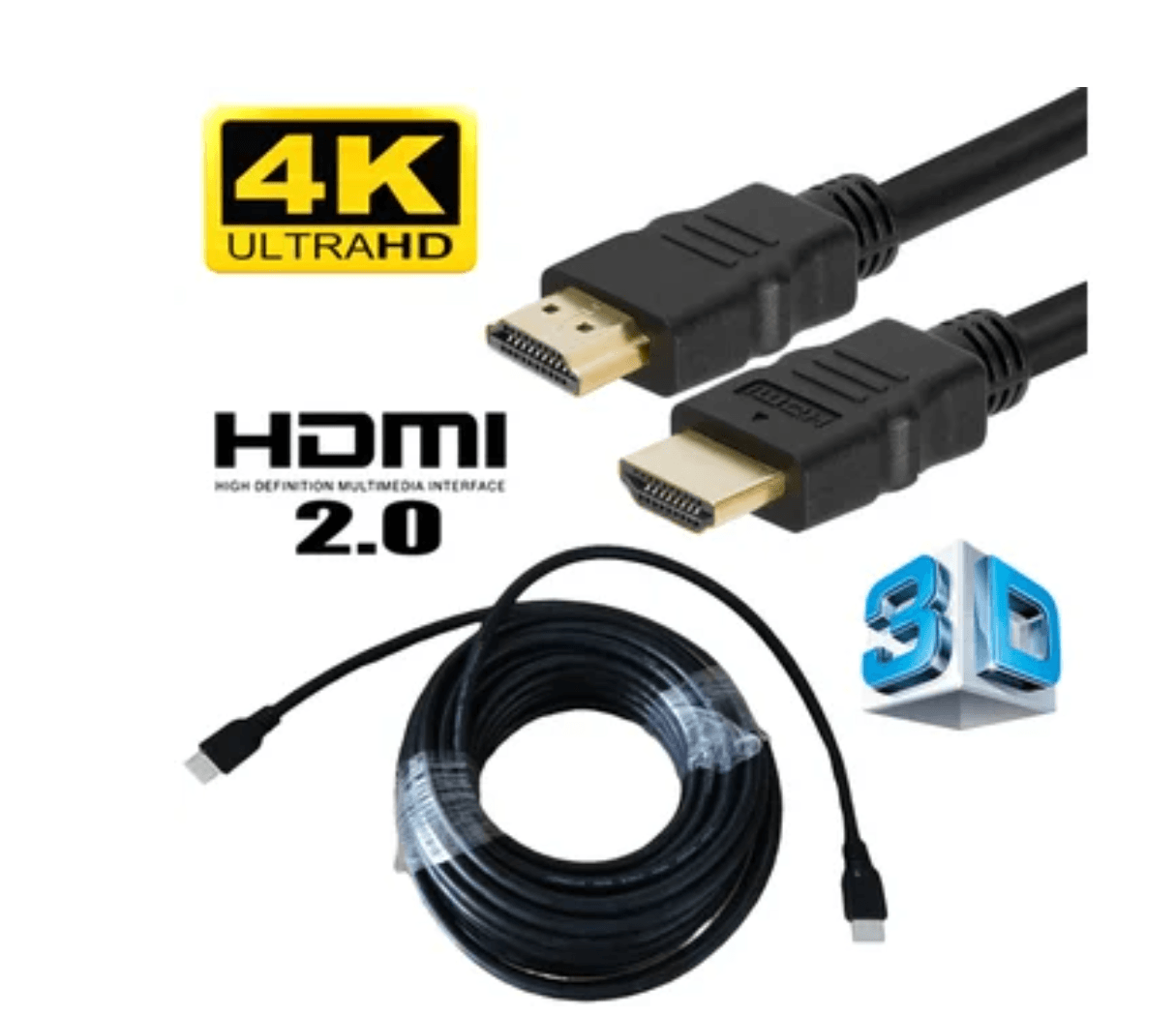 Cable Hdmi 2.0 4k Ultra Hd Alta Velocidad 3d 20 Metros 2160p Negro PVC