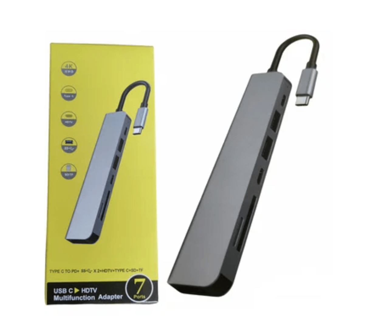 Adaptador Tipo C a Hmdi 4k 7 en 1 Usb 3.0 lector tarjetas Multipuerto