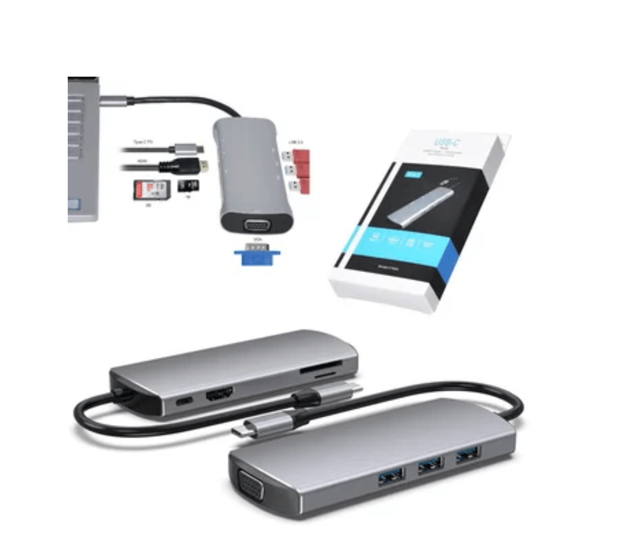 Adaptador Tipo C A Hmdi 4k Usb 3.0 8 En 1 Multipuerto V192a