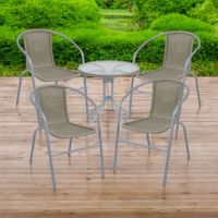 COMBO Set de terraza New Bistro Beige 1 Mesa + 2 Sillas Orange + 2 Sillas de terraza New Bistro Beige Orange