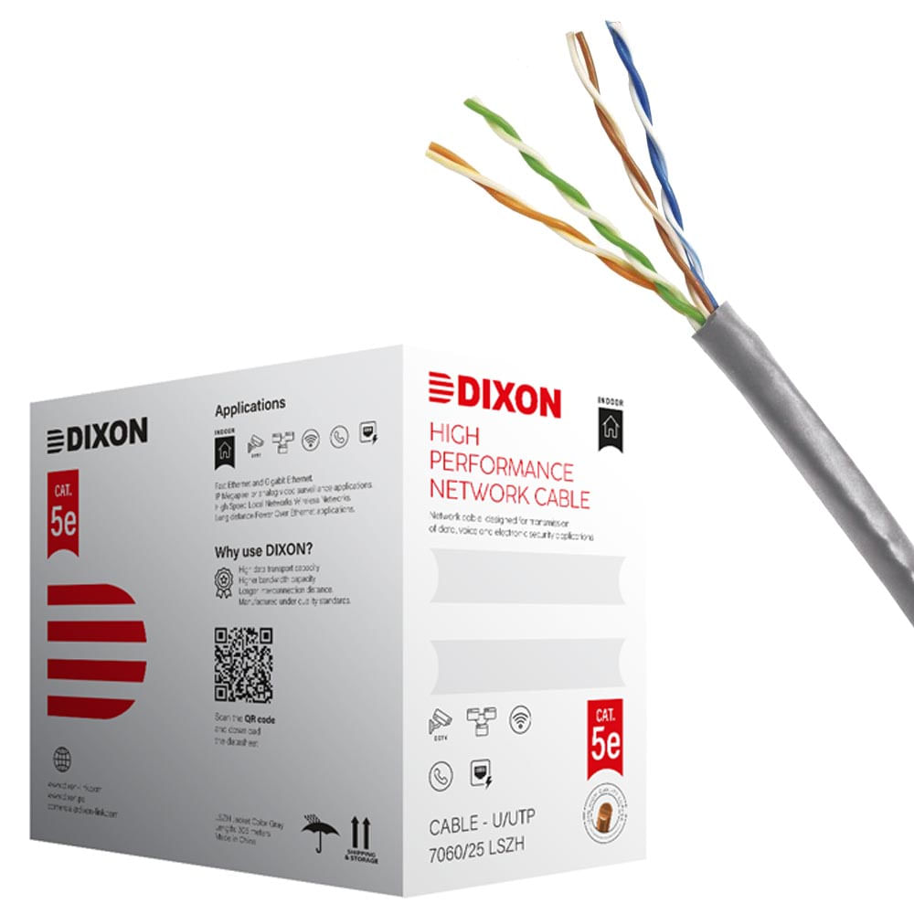 Cable de cobre Cat 5e DIXON 7060/25 LSZH 25 AWG PVC Gris 305 metros