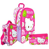 Set Scool Ranger Mochila A4 Lonchera Cartuchera Hello Kitty 3D