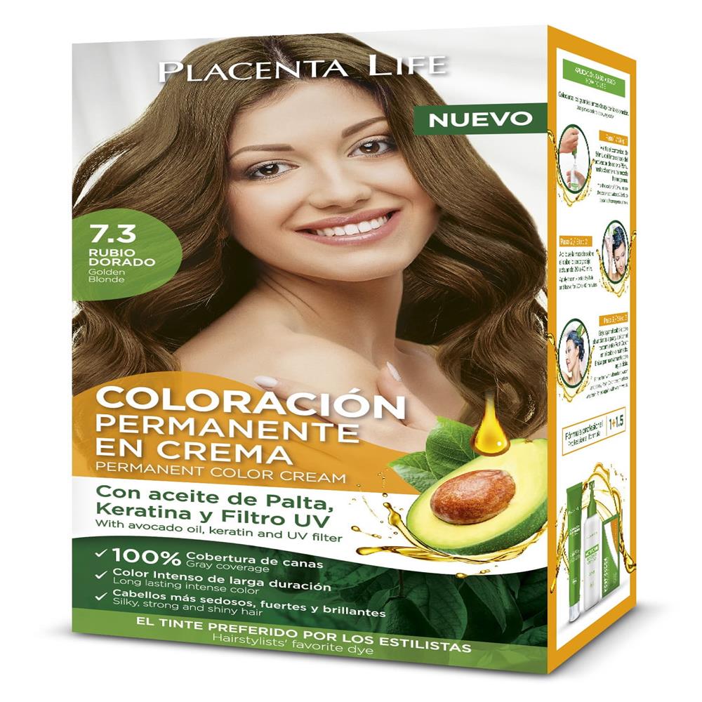 Placenta Life Coloración 7.3 Rubio Dorado Kit