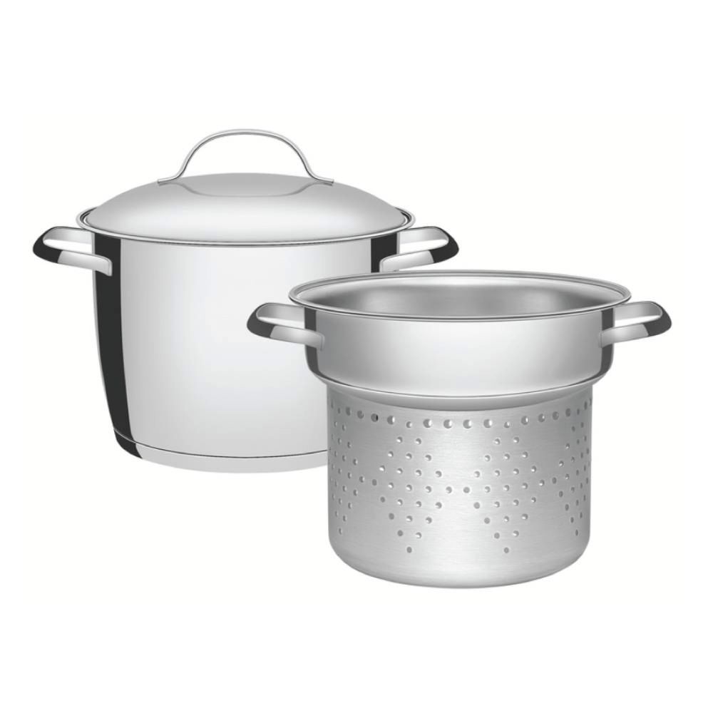 Juego cozi-pasta Allegra de acero inoxidable con fondo triple de 2 piezas Tramontina (JYA)