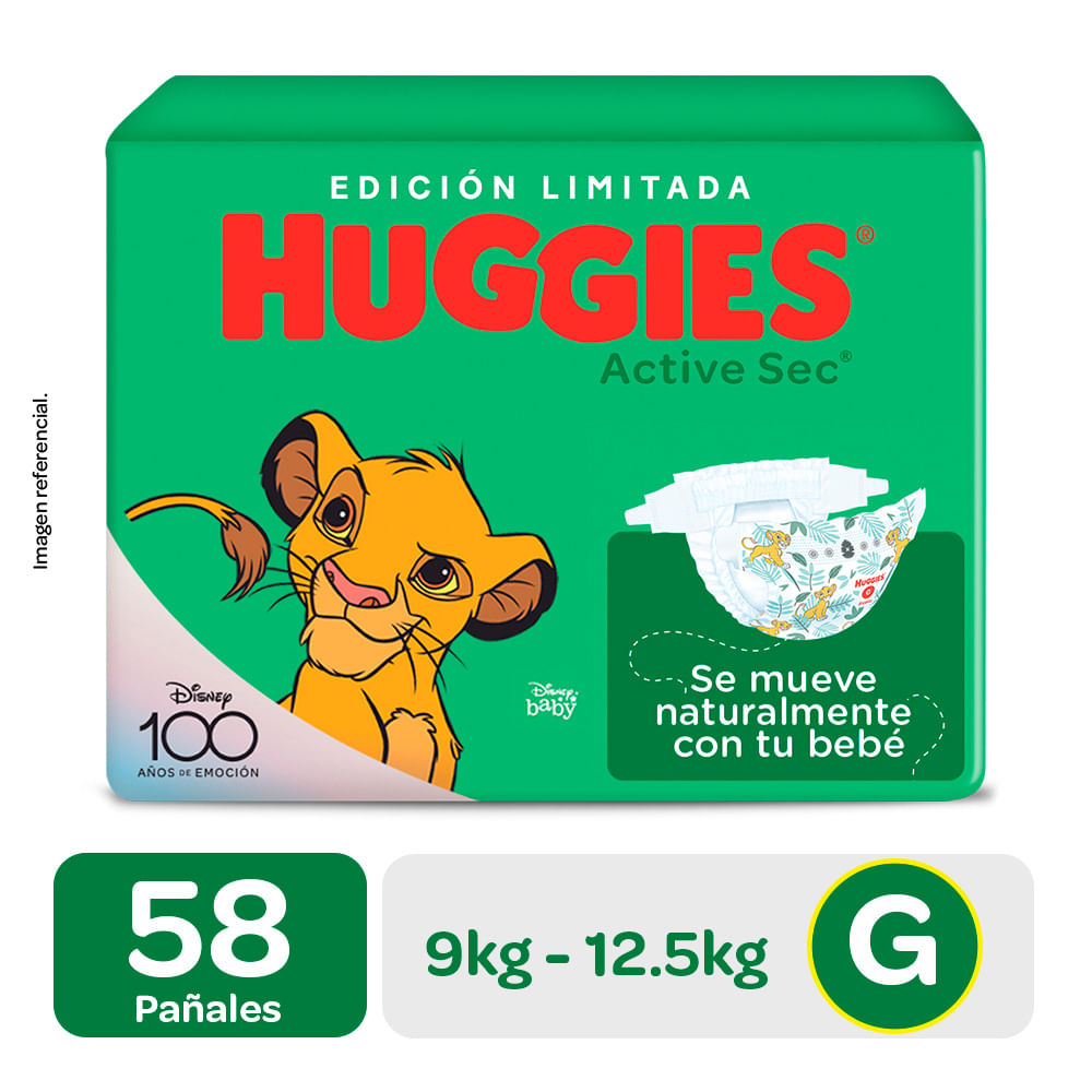 Pañales Huggies Hiperpack Active Sec Xtra Flex Talla G - Bolsa 58 UN