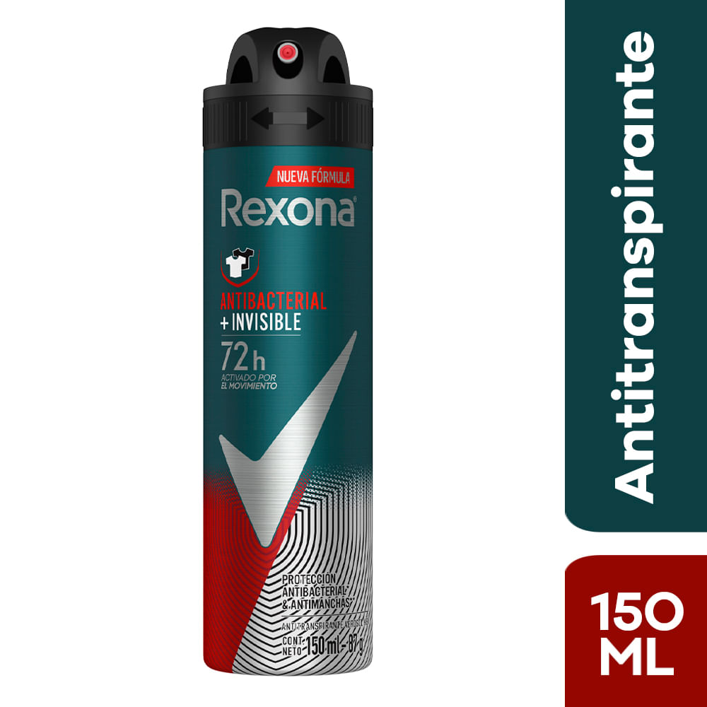 Desodorante en Spray Rexona Men 72 Horas Antibacterial Invisible - Frasco 150 ML