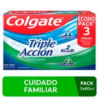 Crema Dental Colgate Triple Acción Menta Original - Pack 3 UN