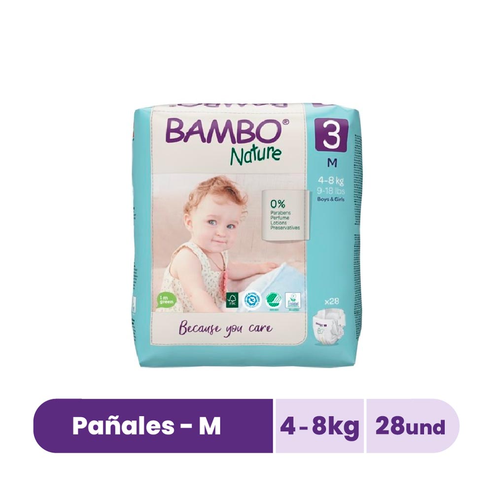 Pañales Bambo Nature Talla M - Bolsa 28 UN