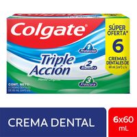 Crema Dental  Colgate Triple Acción - Pack 6 UN x 60 ML