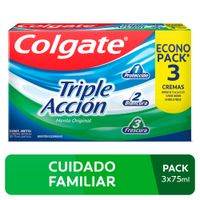Crema Dental Colgate Triple Acción Sabor Menta Original - Pack 3 UN