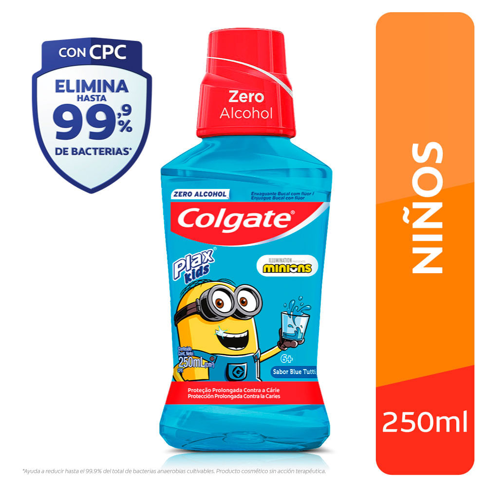 Enjuague Bucal Colgate Plax para Niños Diseño Minions - Frasco 250 ML