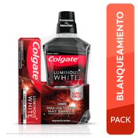 Enjuague Bucal y Pasta Dental Colgate Luminous White Carbón 500 ML y Tubo 75 ML - Pack 2 UN