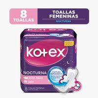 Toallas Higiénicas Kotex Nocturna Con Alas - Bolsa 8 UN