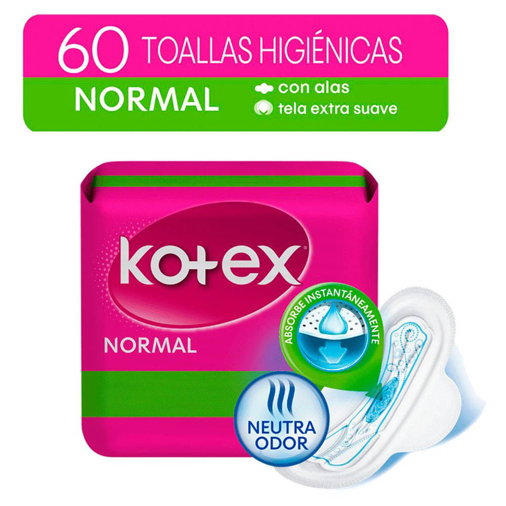 Toallas Higiénicas Kotex Normal - Bolsa 60 UN