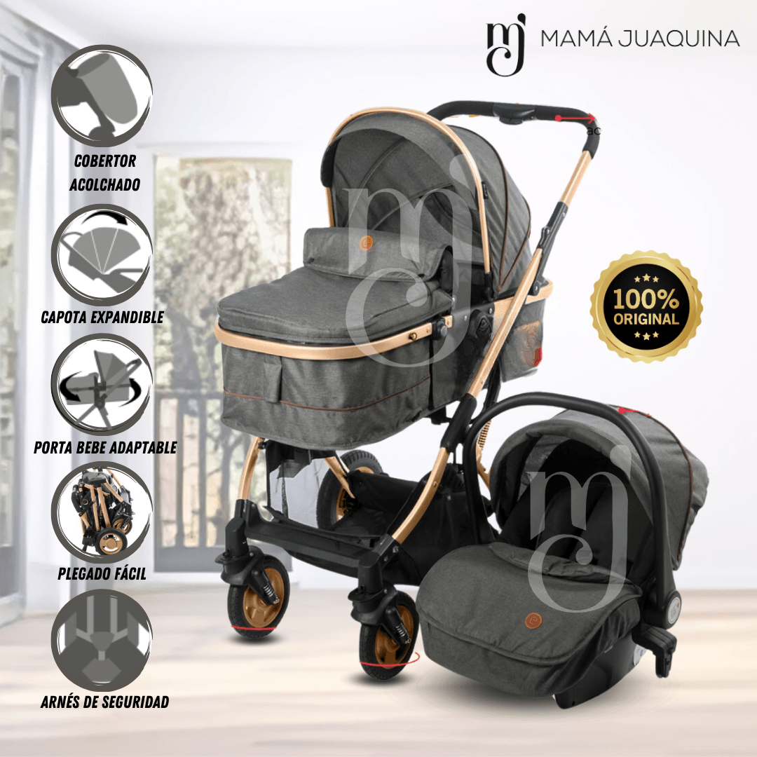 Coche Cuna Travel System «RONDA PLUS II» con Porta bebé Gris