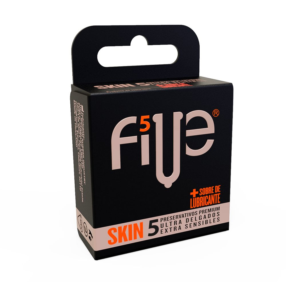 Preservativos Five Skin Extra Lubricante - Caja 5 UN