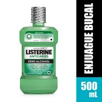 Enjuage Bucal Listerine Anticaries Zero Alcohol Sabor a Menta - Frasco 500 ML