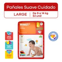 Pañales Ninet Suave Cuidado Talla L - Bolsa 52 UN