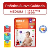 Pañales Ninet Suave Cuidado Talla M - Bolsa 58 UN