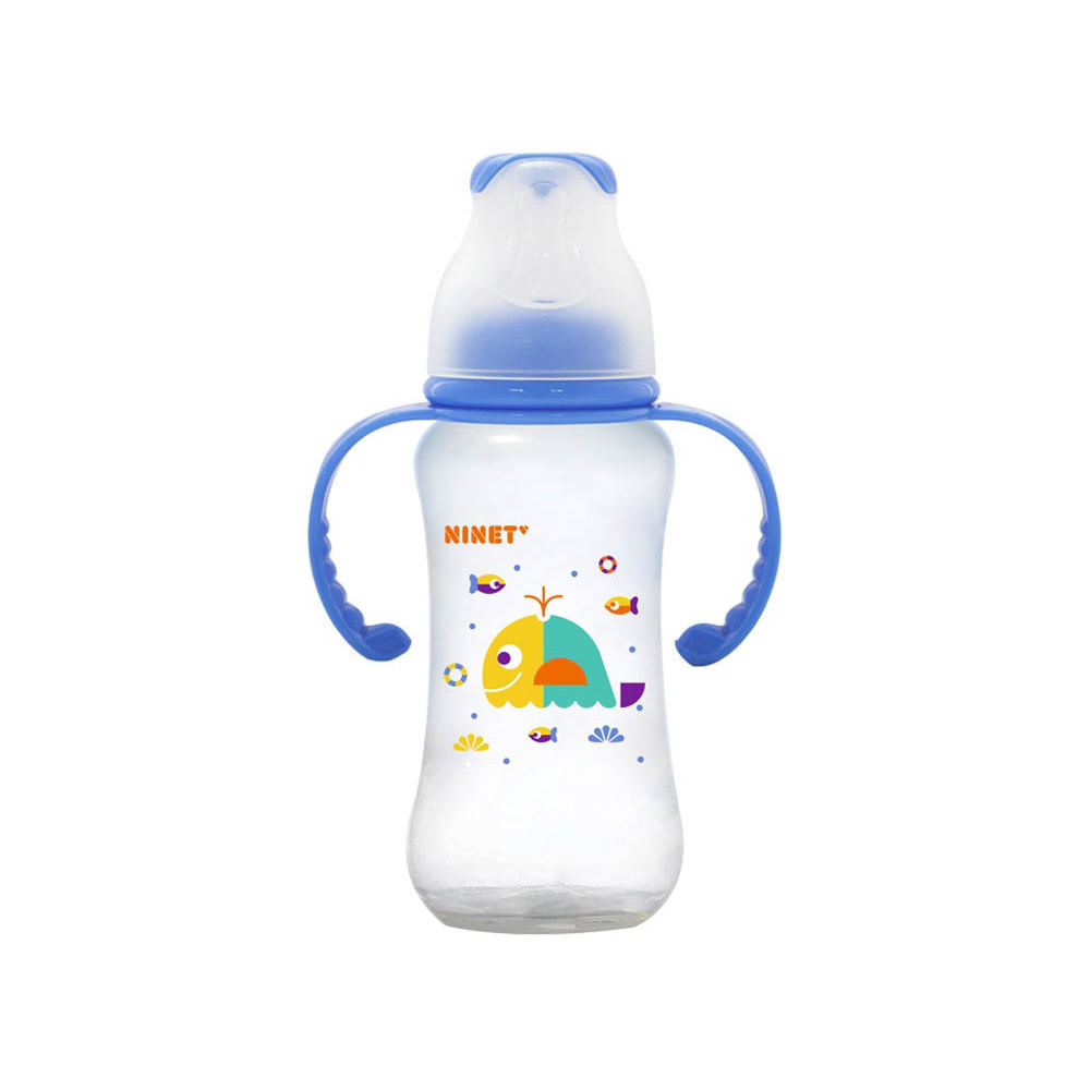 Biberón Acinturado Con Agarradera Azul 9 Onzas - Frasco 9 OZ