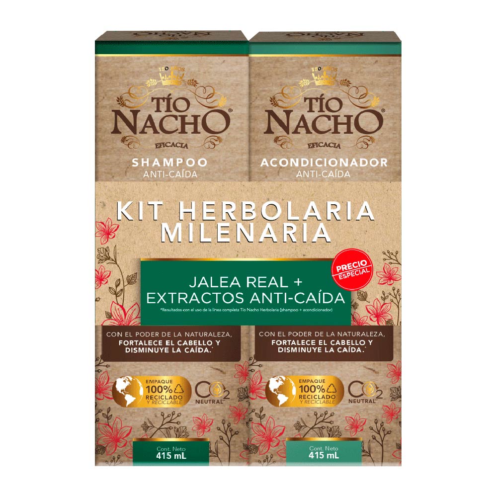 Shampoo + Acondicionador Tío Nacho Kit Anti Caída Herbolaría - Frasco 415 ML