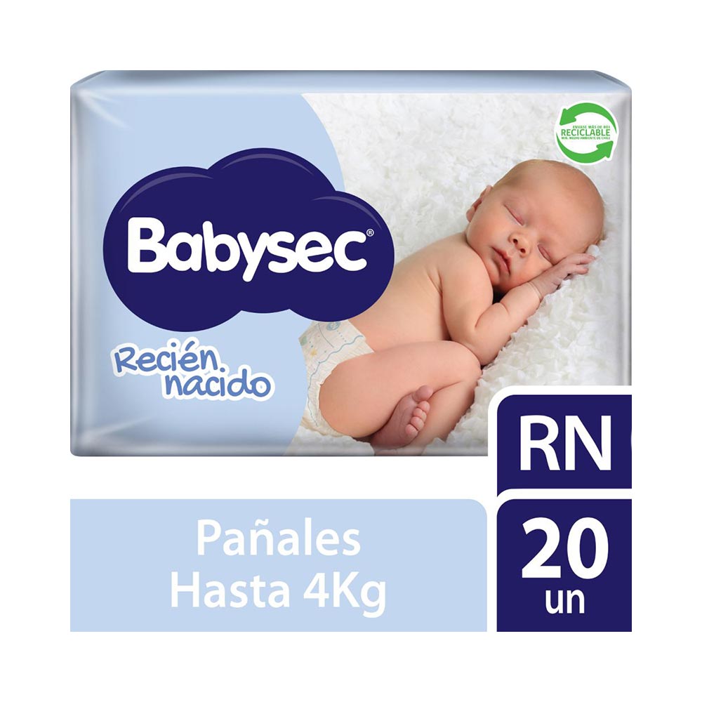 Pañal Babysec Talla Recién Nacido - Bolsa 20 UN