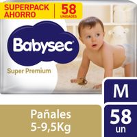 Pañal Babysec Super Premium Talla M - Paquete 58 UN