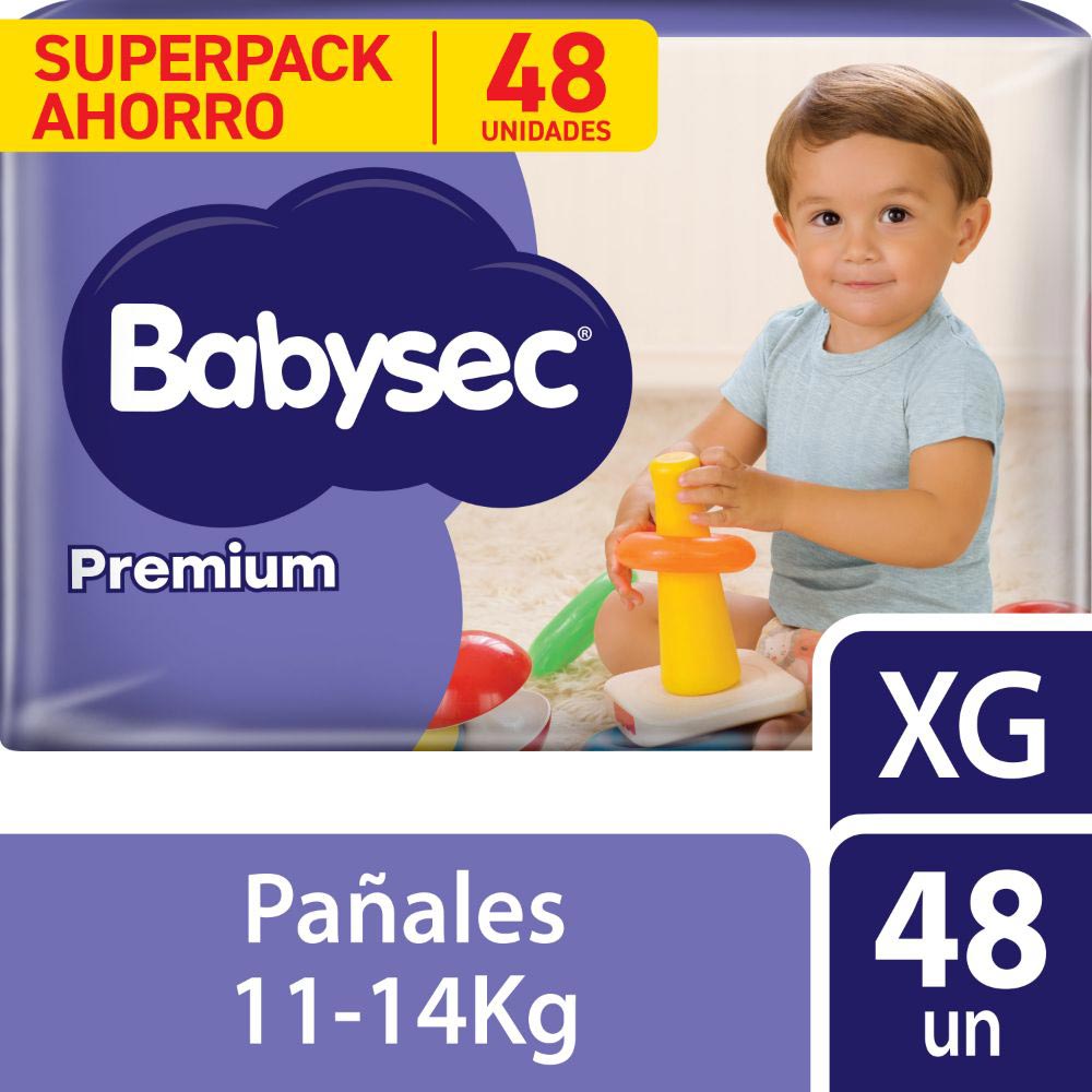Pañal Babysec Premium Super Mega Talla XG - Paquete 48 UN