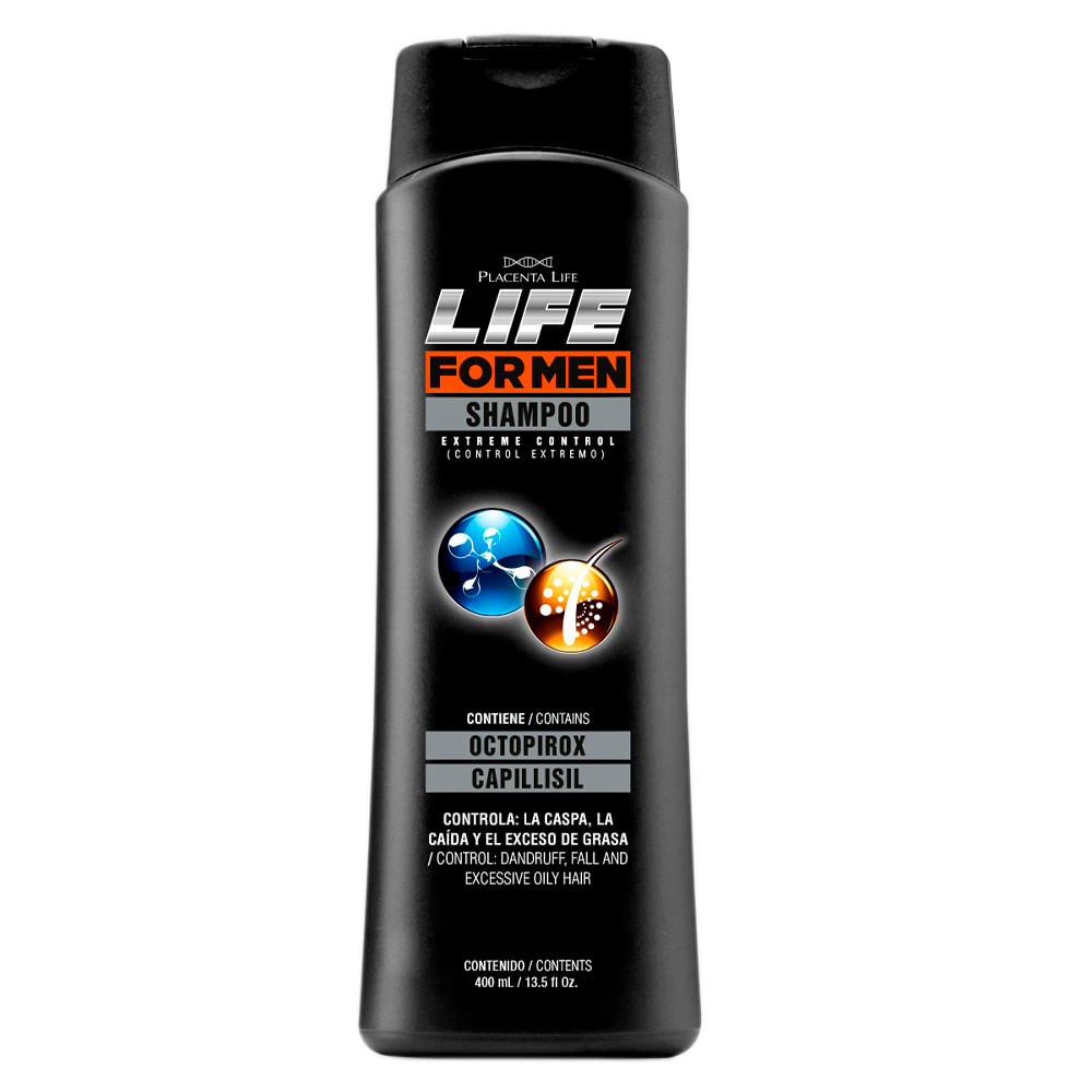 Shampoo Placenta Life For Men Extreme Control - Frasco 400 ML