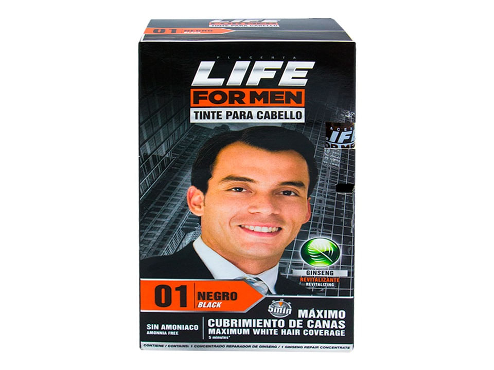 Tinte para Cabello Placenta Life para Hombre #01 Negro - Kit 1 UN